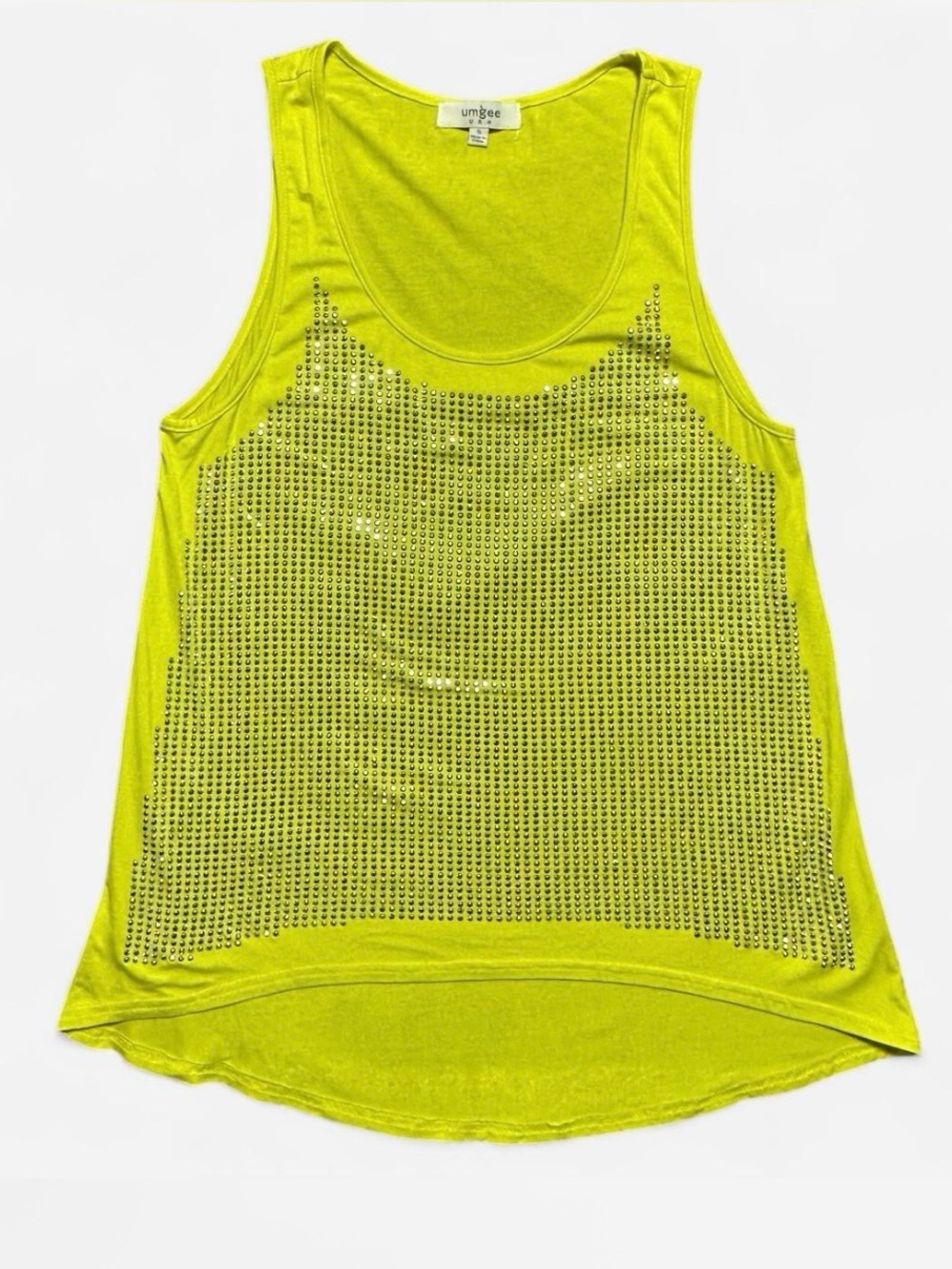 Umgee Y2K Neon Lime Studded Scoop Tank